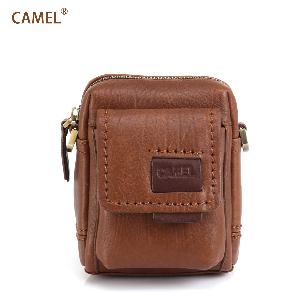 【非卖品】camel骆驼 包包 牛皮 男士复古真皮腰包 单肩斜跨