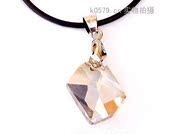 Package mail smiling square cut Crystal Necklace pendant Korean version of the simple and elegant black rope necklace