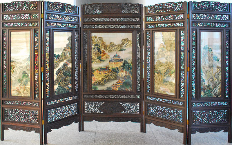 江南绣庄苏州手工双面绣屏风400x220苏绣地屏精品蓬莱仙境