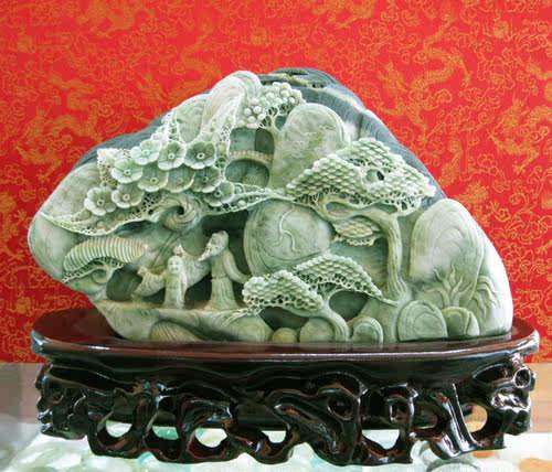 玉如意 南阳独山玉摆件绿白料南阳独玉摆件仙人指路 - 封面