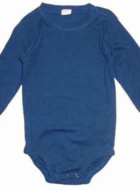 乐天BABY*外贸L *0-12个月蓝色全棉长袖三角哈衣包屁衣11384