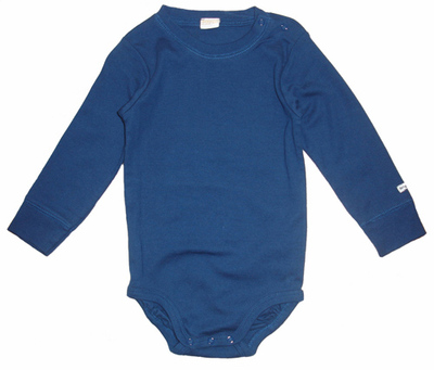 蓝色全棉长袖三角哈衣