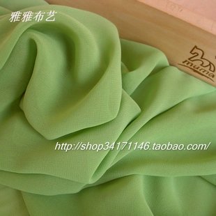 雅雅布艺 DIY服装面料 偏暗的秋香绿进口雪纺纱1.5m宽 半米价
