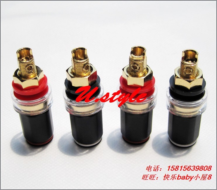 高级HIFI全铜镀磨砂金喇叭接线柱 功放音箱接线柱 香蕉插座 特价