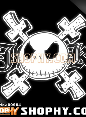 汽车踏板车贴纸3M反光贴00964JACK圣诞惊魂夜16CM