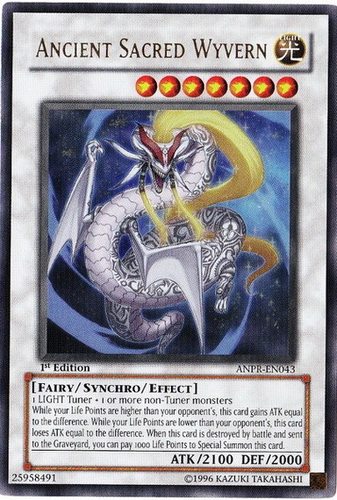 游戏王 美版 正版 - 古代圣翼龙 Sacred Wyvern/金闪/ANPR