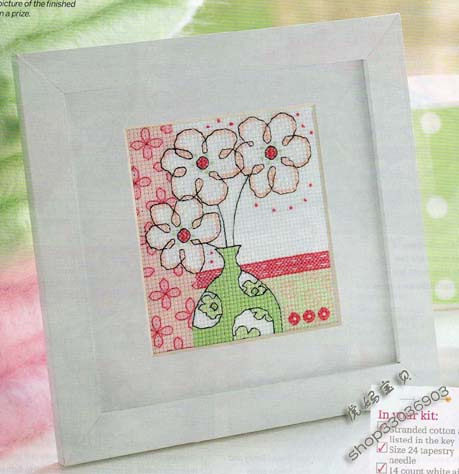 DMC十字绣静物花卉ZP052窗前绿色小花甁 英国cross stitch