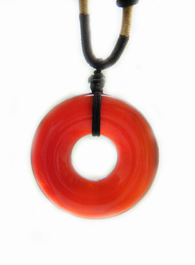红玛瑙平安扣项链吊坠