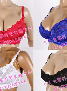 N135大码文胸 本命年红色 性感蕾丝内衣75 80 85 90 95 100DE110D