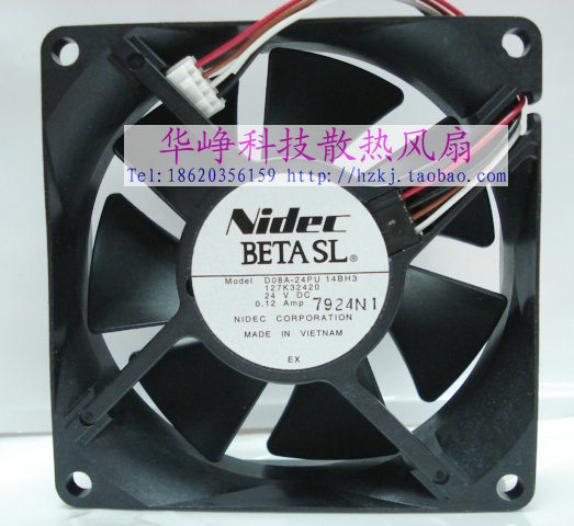 原装 Nidec 8025 DC24V 0.12a D08A-24PU 14BH3 散热风扇