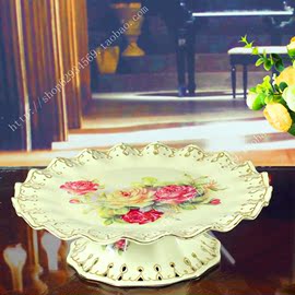 欧式时尚象牙瓷玫瑰果盘，陶瓷果盆水果盘创意现代家用客厅干果盘