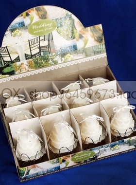 RedBox西式婚礼婚宴蜡烛生日蜡烛 礼物 纯白圆形小蛋糕蜡烛12个入