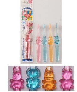 日本川西 水晶动物型儿童牙刷不用牙膏的牙刷1.5-8岁 2只包邮
