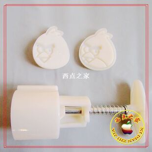 按压式月饼模*50克月饼模具 愤怒的小鸟(男)*1个空模+2个花片