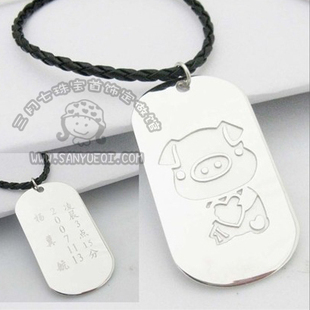 小猪响当当可以刻别的卡通图案欢迎定做纯银吊坠牌子