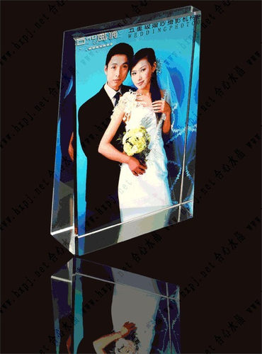 水晶影像 定制 送情人礼品 大号斜面水晶摆件