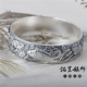 999足银银鱼戏莲花开口银手镯手工宽版 民族风银镯 浮雕复古时尚