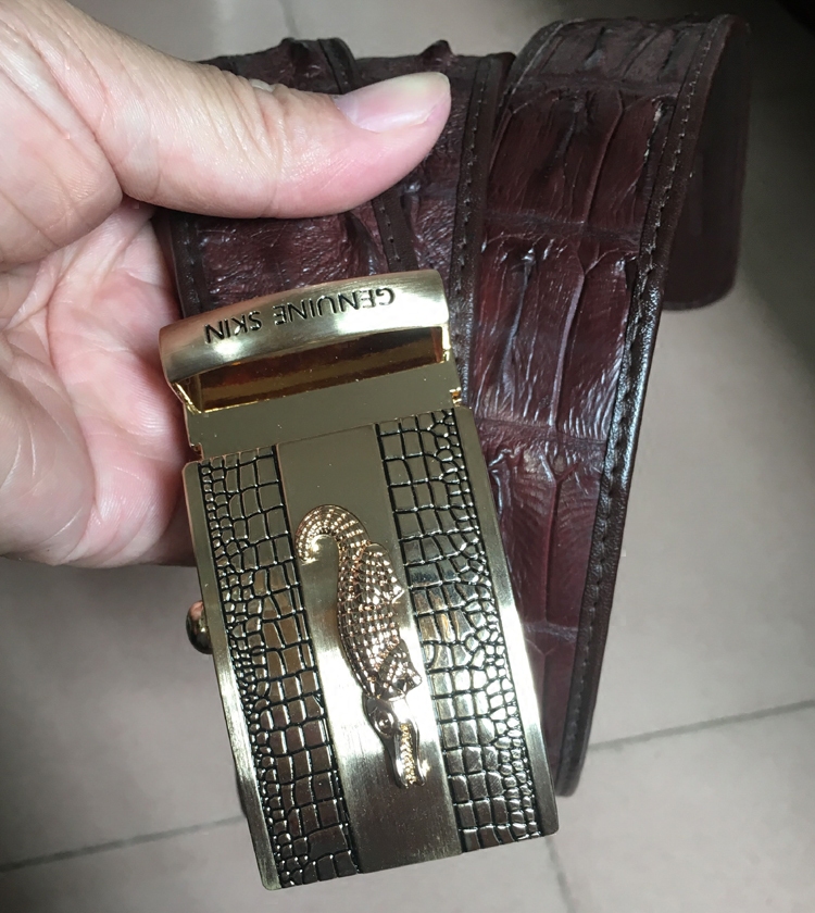 鳄鱼皮带男士泰国真皮正品鳄鱼皮皮带高档休闲平滑扣腰带裤带