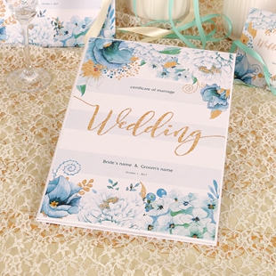 甄禧印记原创个性客制婚礼A4结婚证书套婚香港出生征套誓言书防水