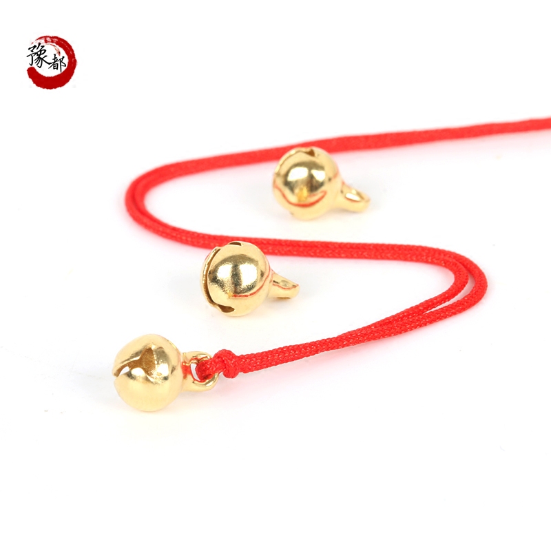 金色一字编织红绳挂坠配饰小铃铛