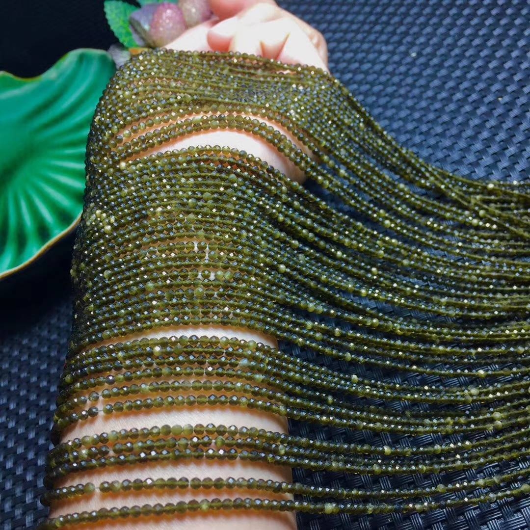 天然水晶刻面黑曜石半成品散珠