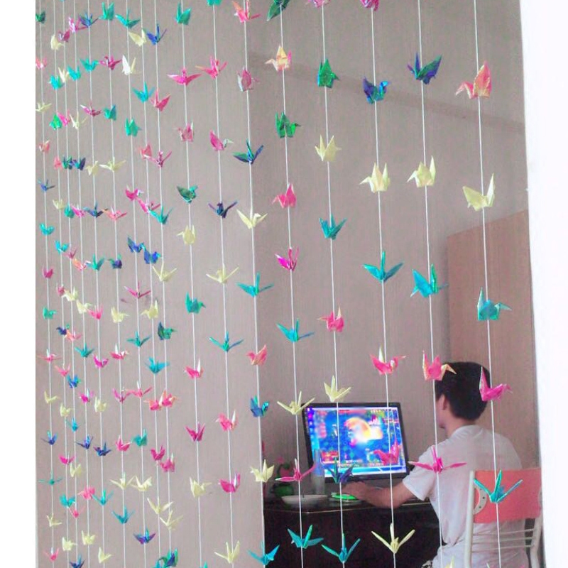 珠光千纸鹤折纸成品穿线串好的10只店铺装扮用品节日装饰生日礼品