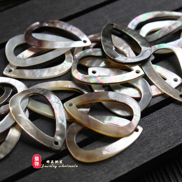 diy黑蝶贝水滴形镂空耳环吊坠