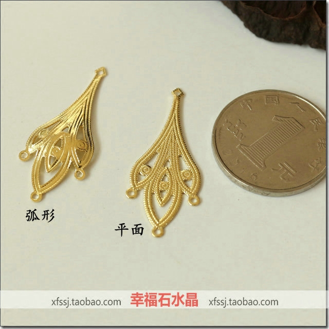 diy古风步摇凤冠黄铜流苏吊片