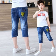 Quần denim bé trai cắt quần mùa hè mỏng 14 quần short trẻ em lớn 15 bé trai quần dài 10 trẻ em quần dài 12 tuổi - Quần jean