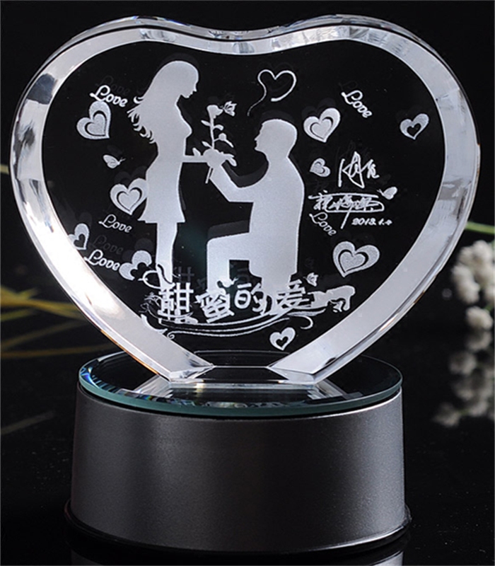 甜蜜的爱水晶桃心音乐盒送女朋友恋人心仪的女生表白爱情浪漫礼物