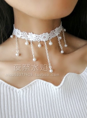 唯美风花朵伴娘约会蕾丝项链