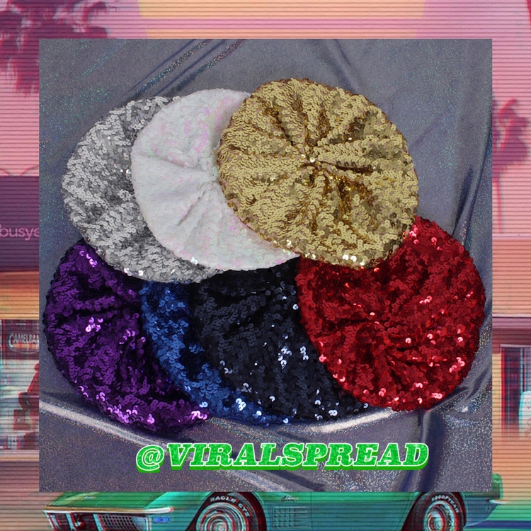 VIRAL SPREAD 90s Retro Disco DISCO Sequined Beret Stage hatin the Accessories/Leather belt/Hat/Muffler , Hat  category - from Buy2taobao.com to provide professional Taobao agent buy service