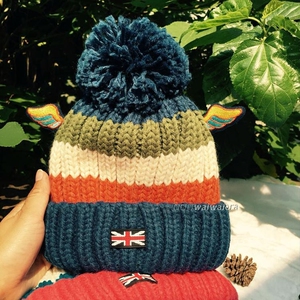 出游小学生帽男女童毛线帽秋冬儿童帽子可爱卡通护耳针织套头帽潮