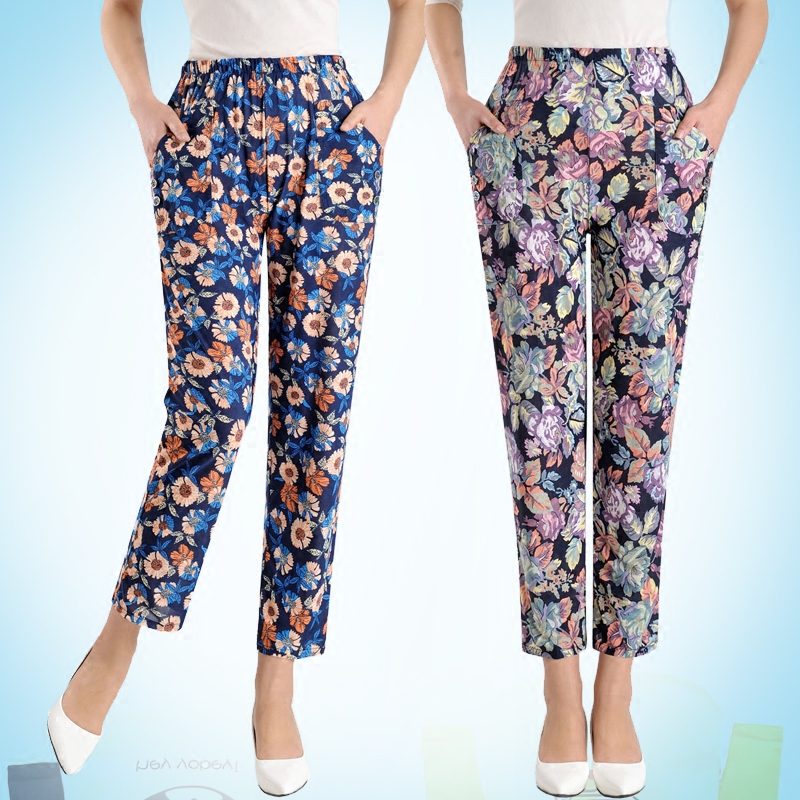 summer new pattern Panties Thin section Elastic waist Ninth pants Decor Ice silk pants Middle and old age Mom outfit Elastic force Straight pantsin the Women's clothing/Boutique , Middle-aged women  category - from Buy2taobao.com to provide professional Taobao agent buy service