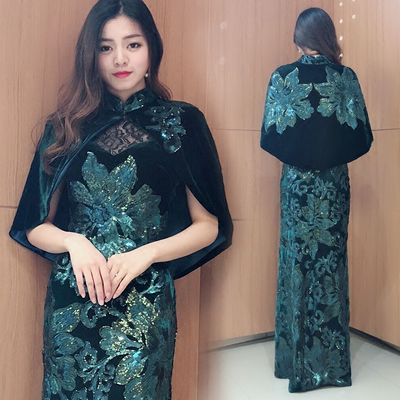 0冬季中式旗袍裙高端宴会晚礼服