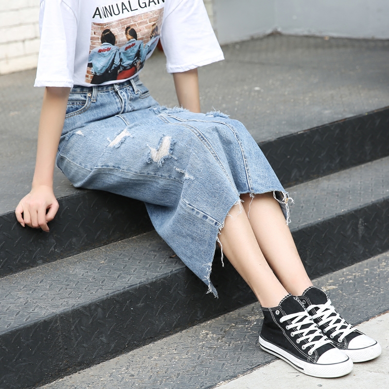 Paige Denim skirt skirt Mid length version suit thigh skirt hole bf Wind dress Academyin the Women's clothing/Boutique , Skirts  category - from Buy2taobao.com to provide professional Taobao agent buy service