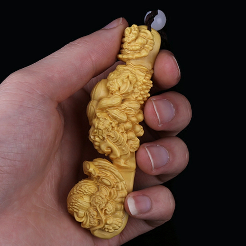 黄杨木雕实木如意把玩雕刻工艺品文玩手把件 男家居饰品汽车挂件