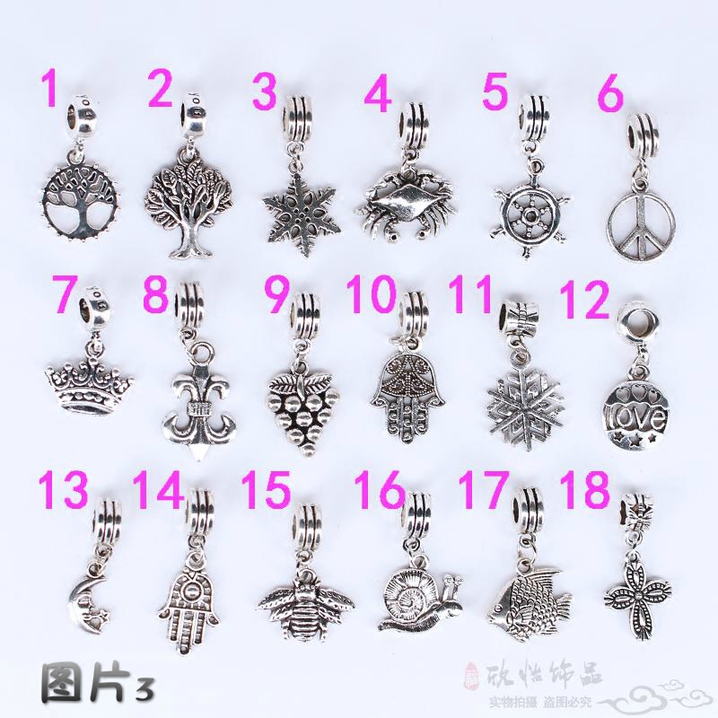 diy串珠合金雪花吊坠藏银新品