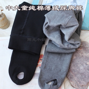 薄绒蹬脚中厚打底裤儿童纯棉抗起球秋冬保暖脚部变薄舞蹈踩脚袜子