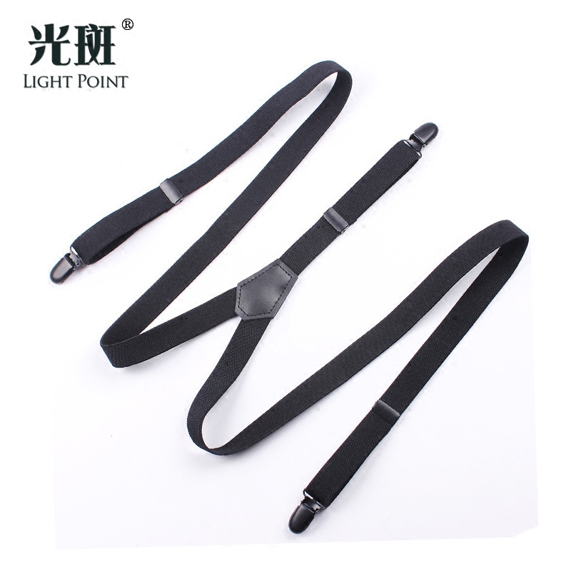 外贸全黑色吊裤带男成人三夹真皮背带夹子女婚礼伴郎伴娘吊裤带
