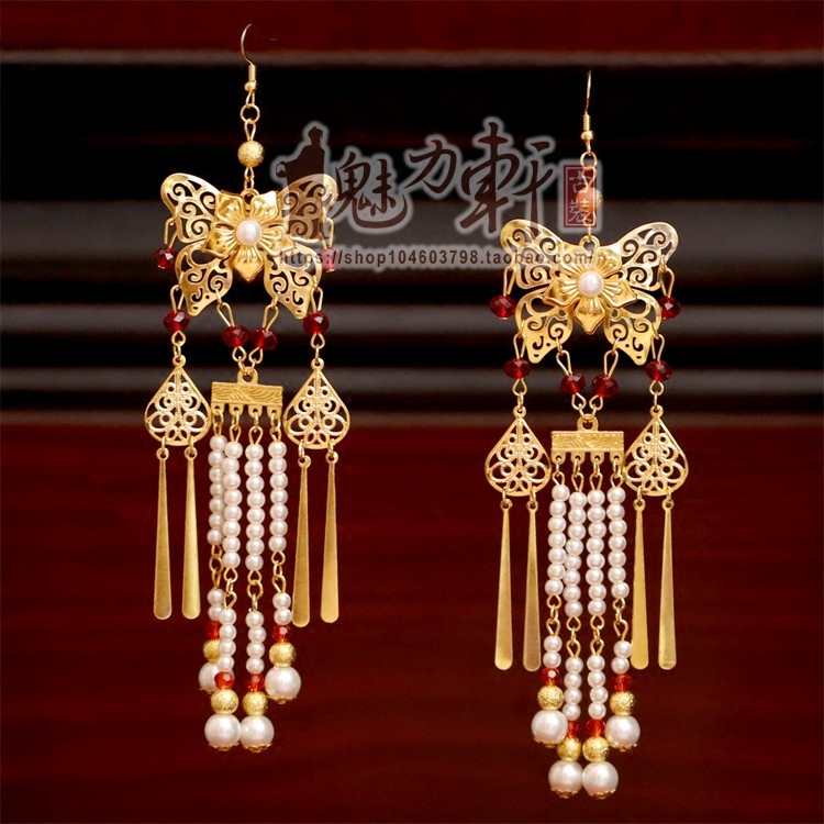 王朝的女人杨贵妃同款耳饰古装大气贵妃华丽耳环耳勾耳夹高端定制