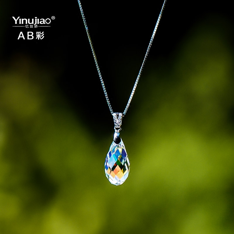 忆奴娇 清歌 新款纯银饰品 水晶项链 吊坠 水滴 锁骨链 韩国 简约|msdalam kategori Aksesori/Barang Kemas Fesyen, kalung - dari Buy2taobao.com untuk memberikan perkhidmatan ejen Taobao profesional membeli