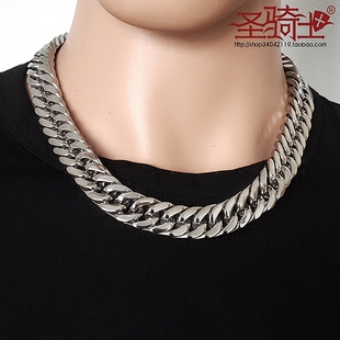 特粗款男项链霸气白金色国潮嘻哈街头20mm不变色钛钢定制古巴项链