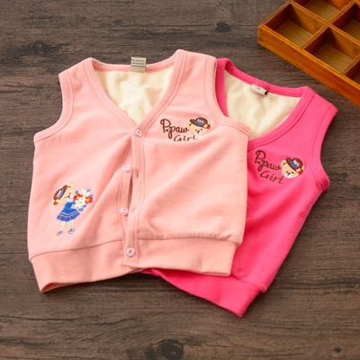 女童加绒保暖开衫内穿背心坎肩冬