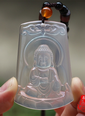原色冰种玉髓玛瑙精雕挂件宝宝佛