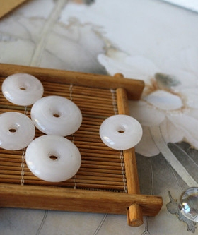 水墨音色 发簪配件 cos/ DIY材料 琉璃仿玉平安币 平安扣 2色入