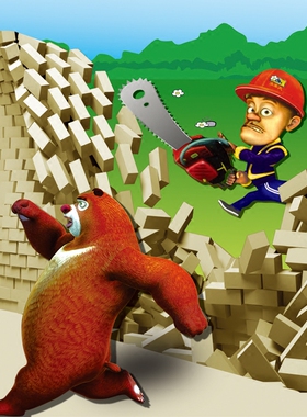 3d画馆画展墙画壁纸熊大熊二涂鸦