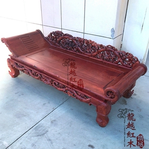 龙越红木家具 缅甸花梨木竹节贵妃床  大果紫檀贵X妃榻 美人榻
