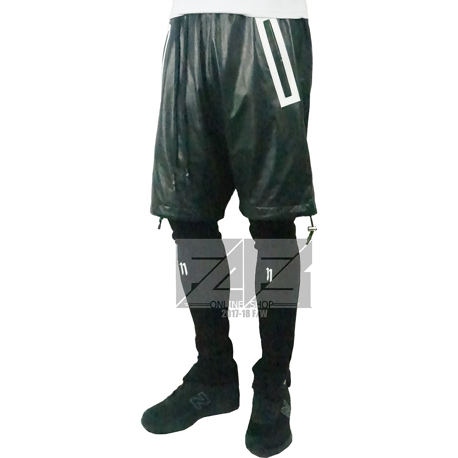 暗黑高街 弹力羊皮紧身瘦腿皮裤 legging 连体两件套跑男牛皮短裤