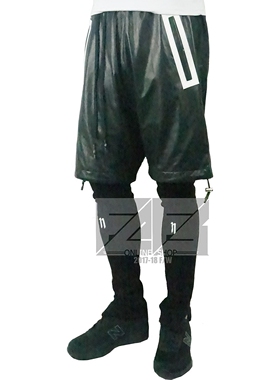 暗黑高街 弹力羊皮紧身瘦腿皮裤 legging 连体两件套跑男牛皮短裤